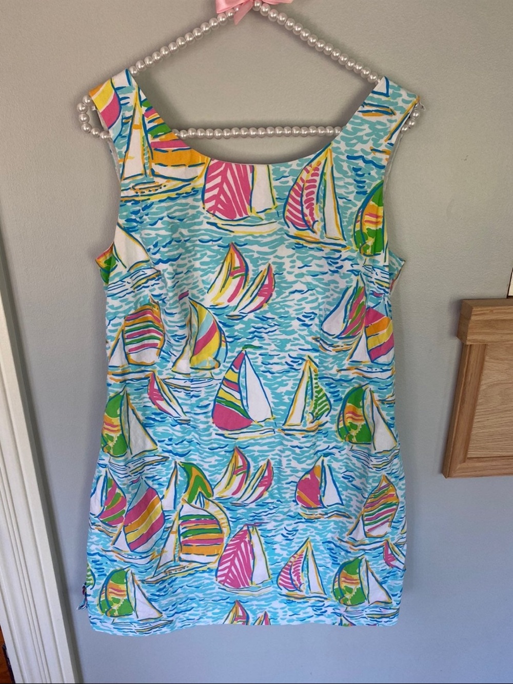 Bright Multicolor Sailboat Print Shift Dress regatta Delia 8